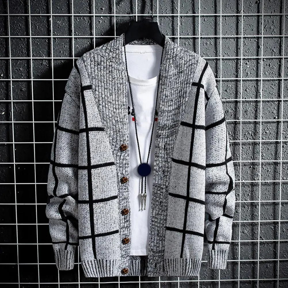 Plaid Cardigan for Women Fashion-forward Single Breasted Cardigan with Plaid Pattern Stylish Men's Plaid Cardigan Sweater