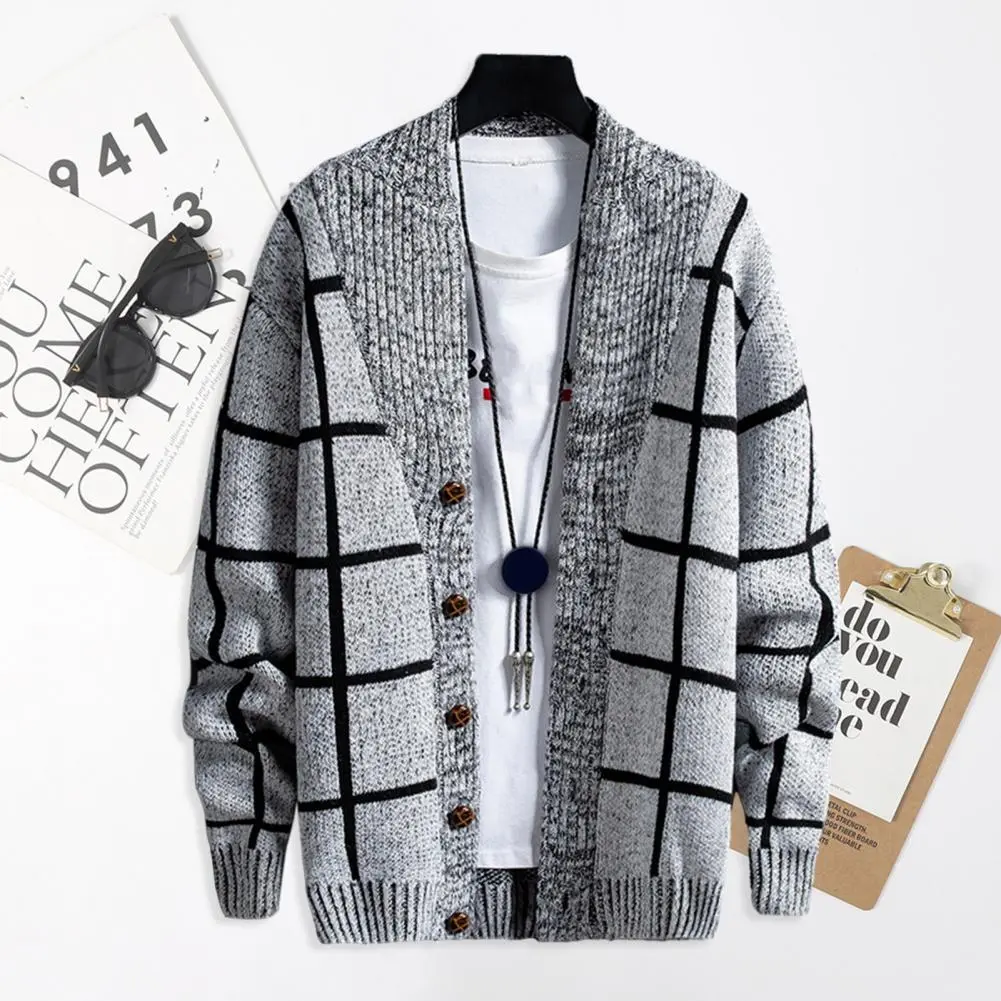 Plaid Cardigan for Women Fashion-forward Single Breasted Cardigan with Plaid Pattern Stylish Men's Plaid Cardigan Sweater