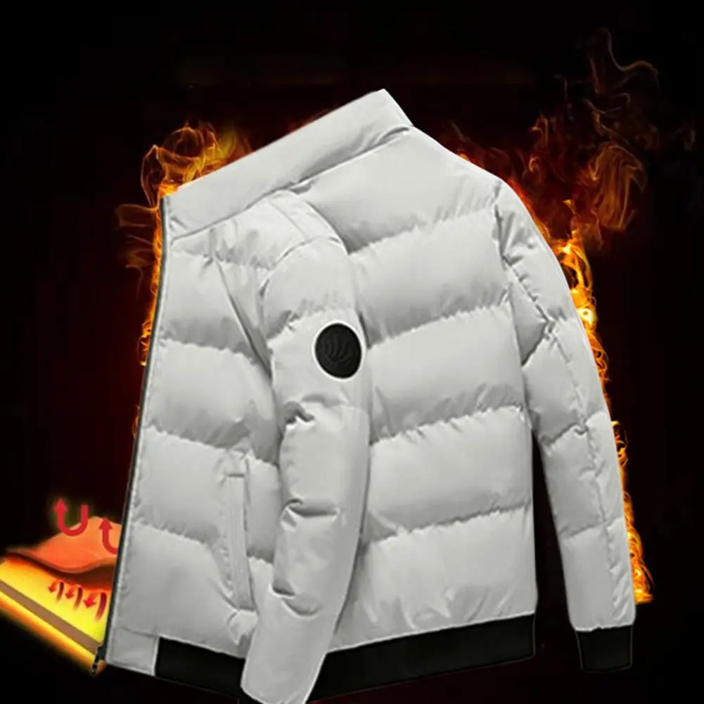 2025 Cotton Padded Jacket Coat Solid Color Stand Collar Thicken Winter Zipper Windbreaker Cotton Padded Overcoat Men Coat
