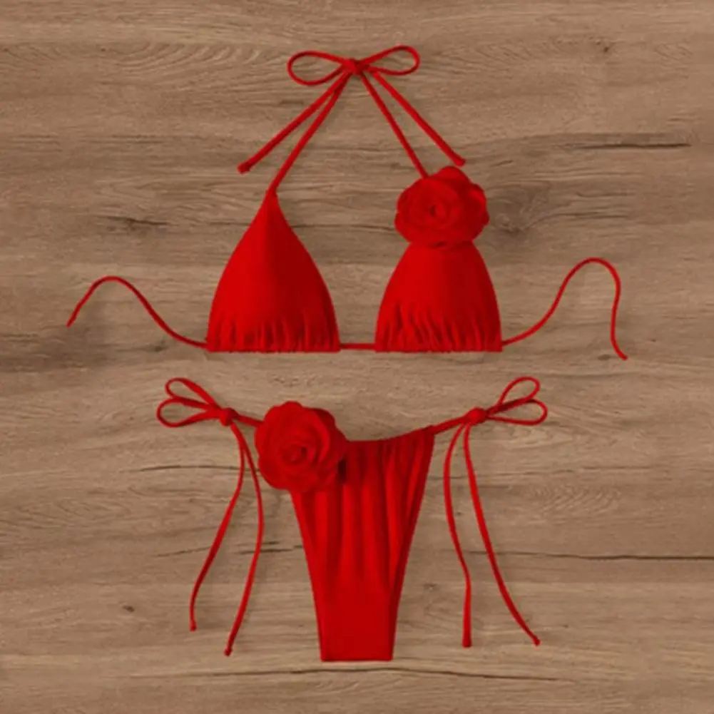 Solid Floral 2024 Bikini Set 2024 Strapless Brazilian Thong Biquini Micro Monokini Sexy Swimwear For Girls Bikini Bathing Suit