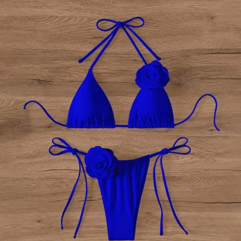 Solid Floral 2024 Bikini Set 2024 Strapless Brazilian Thong Biquini Micro Monokini Sexy Swimwear For Girls Bikini Bathing Suit