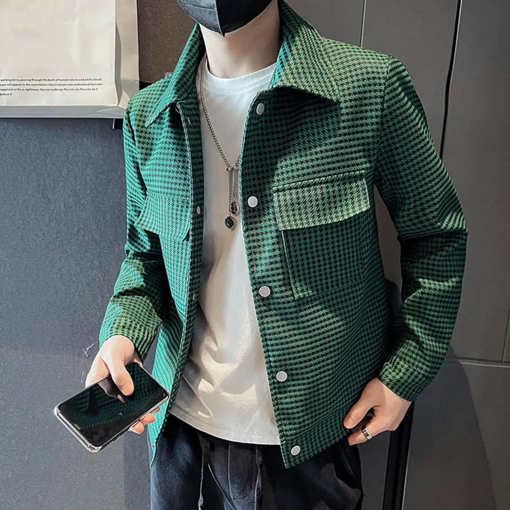 Casual Jacket Slim Fit Jacket Fashionable Men's Slim Fit Spring Autumn Jacket with Lapel Collar Streetwear Coat for A Stylish