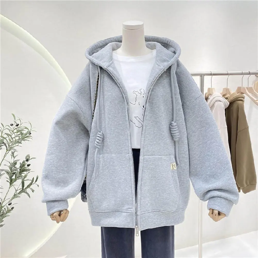 Comfortable Women Jacket Solid Color Women Outerwear Stylish Oversized Women's Hooded Jacket Warm Thick Casual for Autumn/winter
