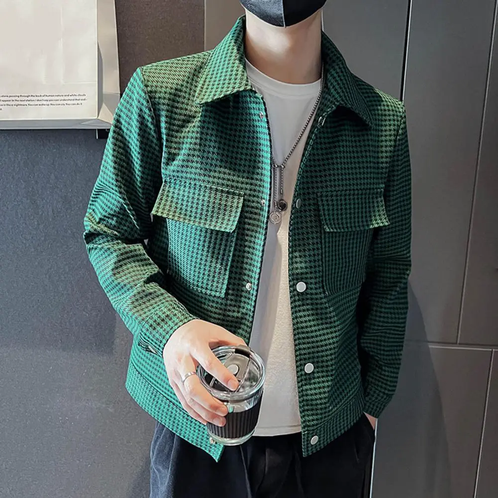 Casual Jacket Slim Fit Jacket Fashionable Men's Slim Fit Spring Autumn Jacket with Lapel Collar Streetwear Coat for A Stylish