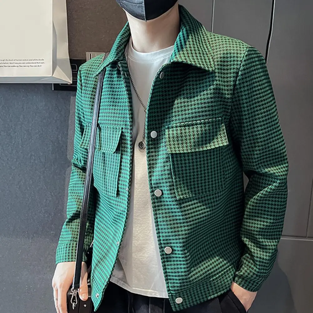 Casual Jacket Slim Fit Jacket Fashionable Men's Slim Fit Spring Autumn Jacket with Lapel Collar Streetwear Coat for A Stylish