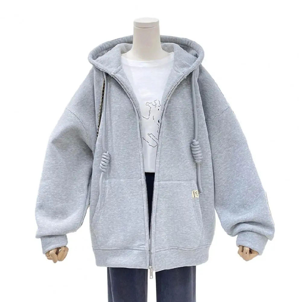 Comfortable Women Jacket Solid Color Women Outerwear Stylish Oversized Women's Hooded Jacket Warm Thick Casual for Autumn/winter