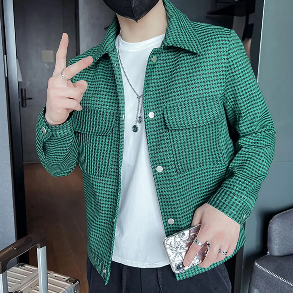 Casual Jacket Slim Fit Jacket Fashionable Men's Slim Fit Spring Autumn Jacket with Lapel Collar Streetwear Coat for A Stylish