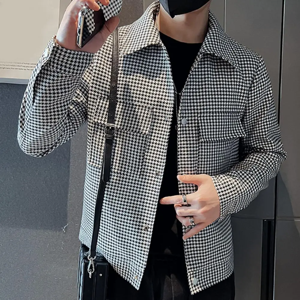 Casual Jacket Slim Fit Jacket Fashionable Men's Slim Fit Spring Autumn Jacket with Lapel Collar Streetwear Coat for A Stylish