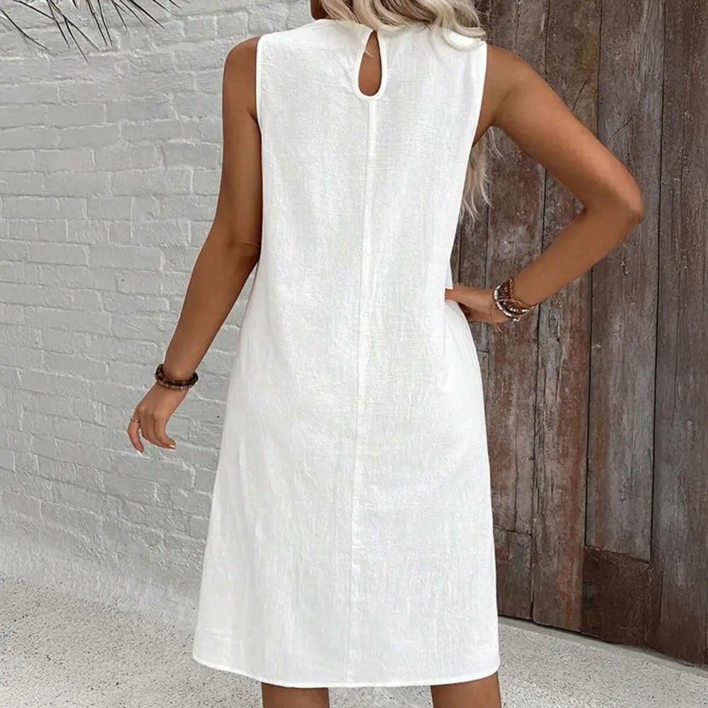 2025 New Women's Summer Dress Casual Sleeveless Crew Neck Midi Dress High-quality Comfortable And Stylish Elegant Women Dress