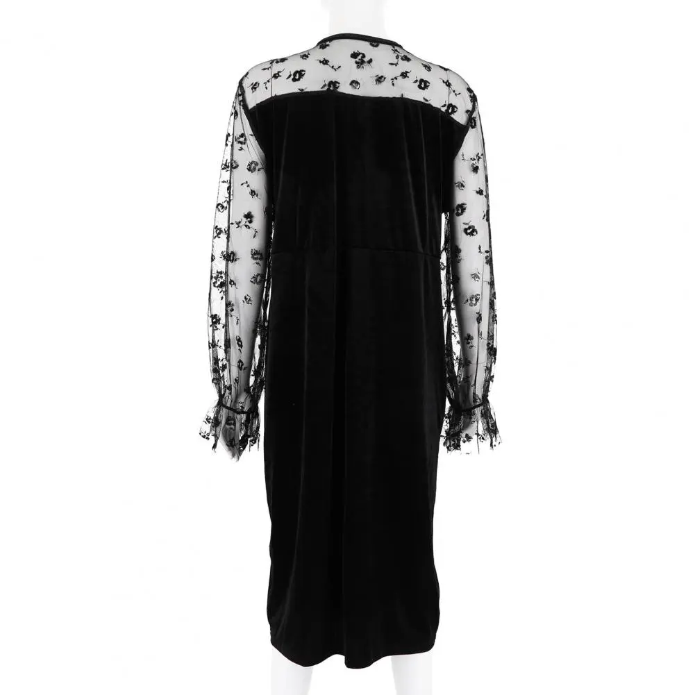 V-neck Dress Lace Mesh Women Dress Elegant Plus Size V-neck Lace Bodycon Dress Women's Fashion for Autumn/winter Long Sleeve