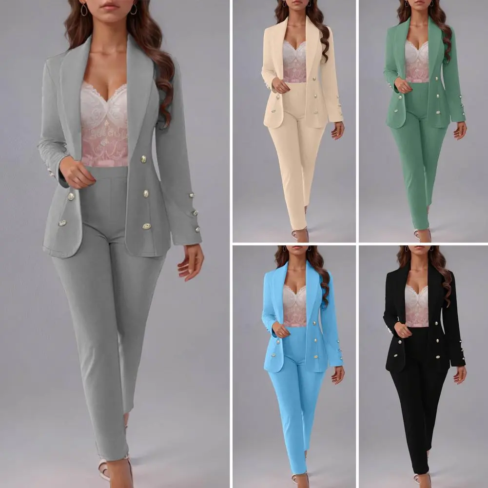2025 Blazer Suit for Women Loose Fit Professional Attire for Women Elegant Women's Double Breasted Business for Ladies