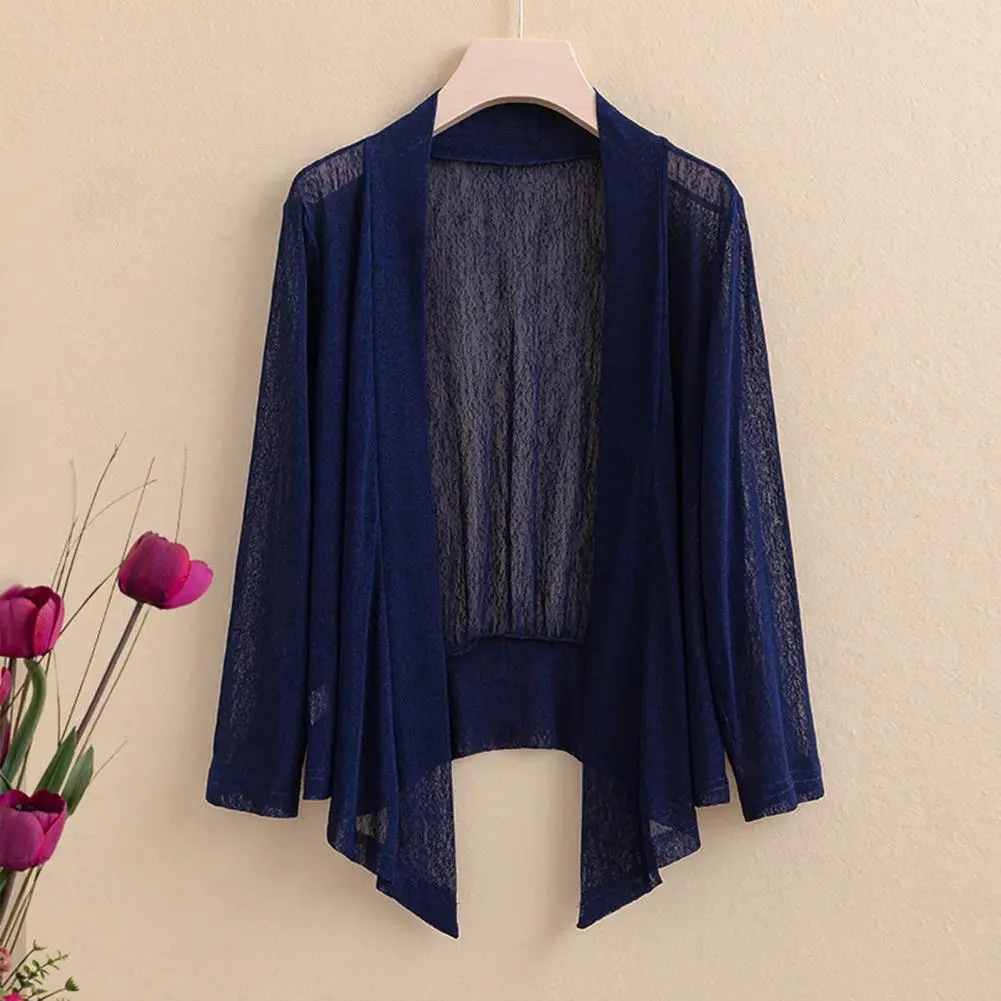 Women Shawl Long Sleeve See-through Open Stitch Sunscreen Shawl wrap Summer Thin Jacket Elegant Cardigan Blouse AC Warm Jacket