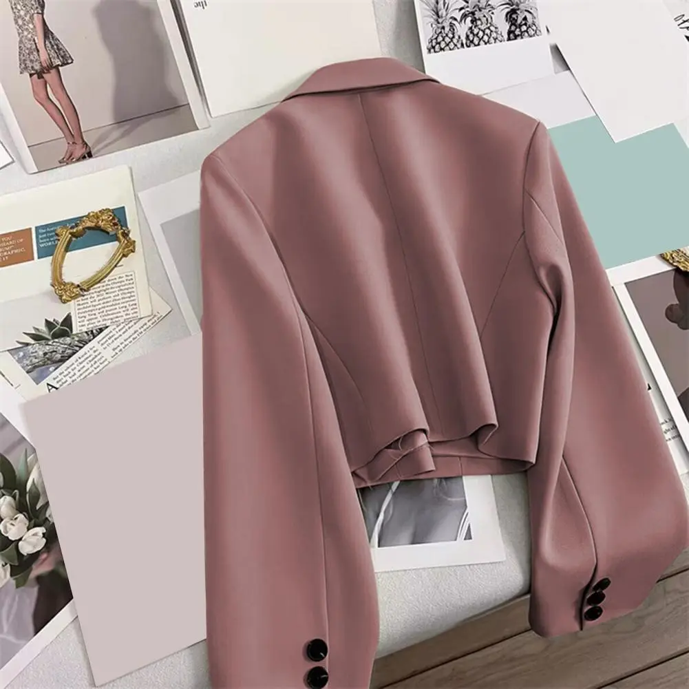 Casual Business Style Suit Coat Solid Color Suit Coat Elegant Women's Lapel Suit Coat with Single Button Closure Long for Casual