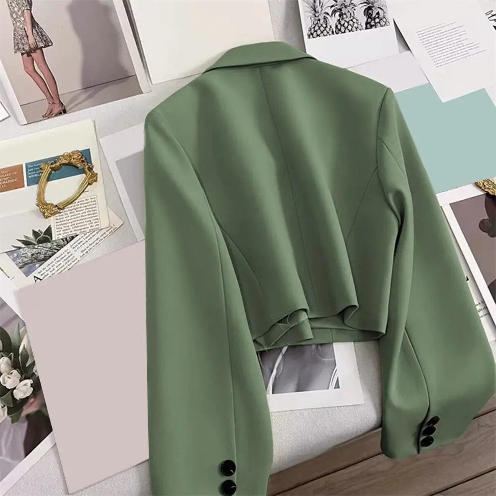 Casual Business Style Suit Coat Solid Color Suit Coat Elegant Women's Lapel Suit Coat with Single Button Closure Long for Casual