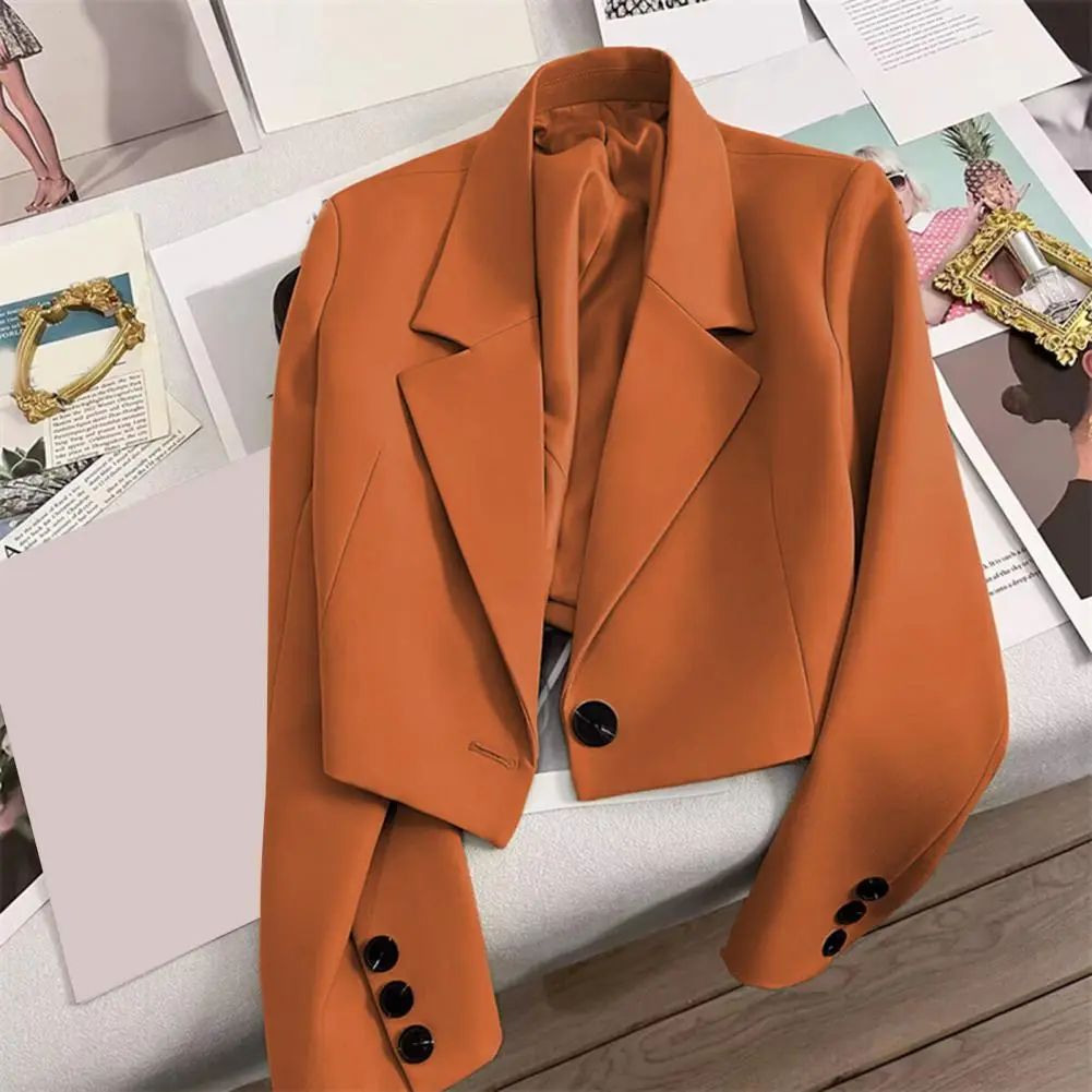 Casual Business Style Suit Coat Solid Color Suit Coat Elegant Women's Lapel Suit Coat with Single Button Closure Long for Casual