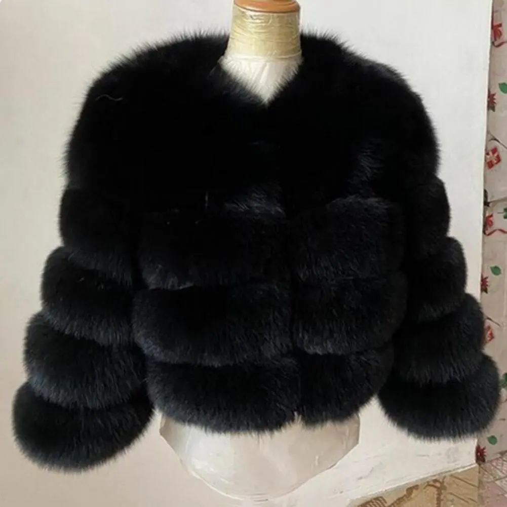 Women's Faux Furry Coat Fashion Autumn Winter Women Short Faux Fox Fur Fluffy Jacket High Quality Warm Winter Coat Fur Jacket