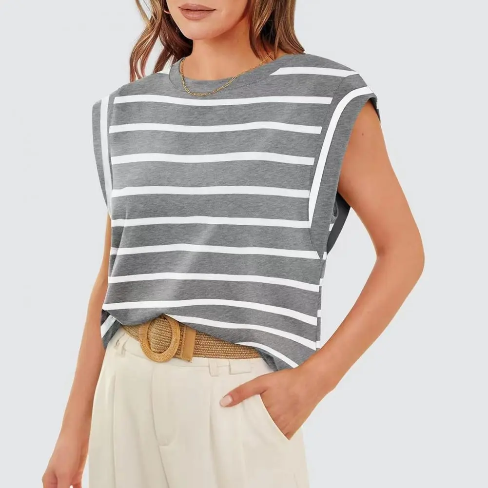 2025 Raglan Short Sleeves Tops Women Summer Tank Top Striped Color Block Pullover Tops Loose Fit Stretchy Tee Shirt Women Vest