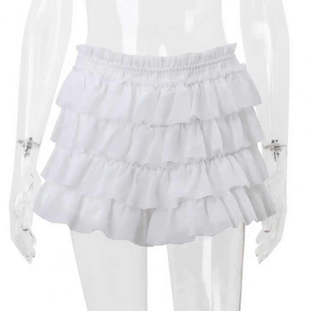 Temperament Crop Top Cake Shorts Set Sexy 2 Pieces Mini Skirts Set Low Rise Ruffle Tiered Skirt Short Flared Tie-Up Crop Top Set