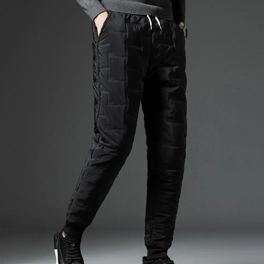 Men Down Pants Windproof Thicken Plush Padded Thicken Winter Warm Pants Men Jogger Sweatpants Thermal Down Trousers Winter Pants
