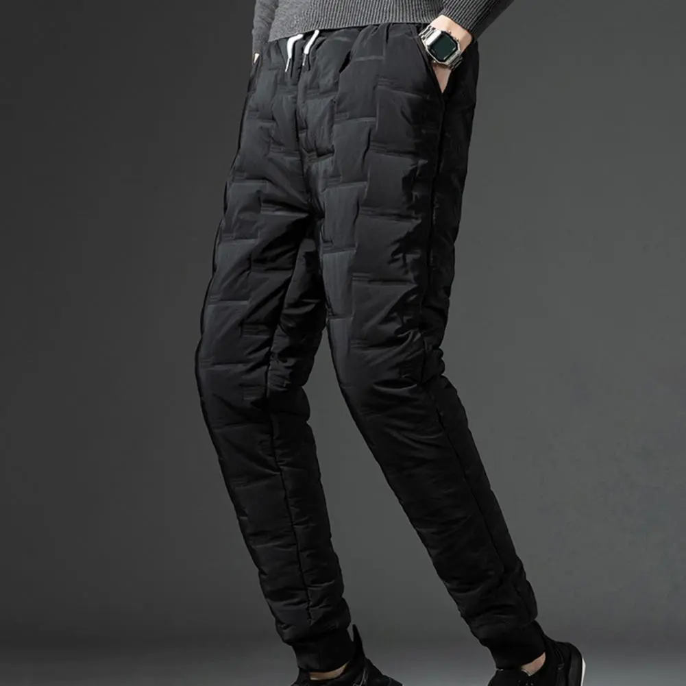 Men Down Pants Windproof Thicken Plush Padded Thicken Winter Warm Pants Men Jogger Sweatpants Thermal Down Trousers Winter Pants