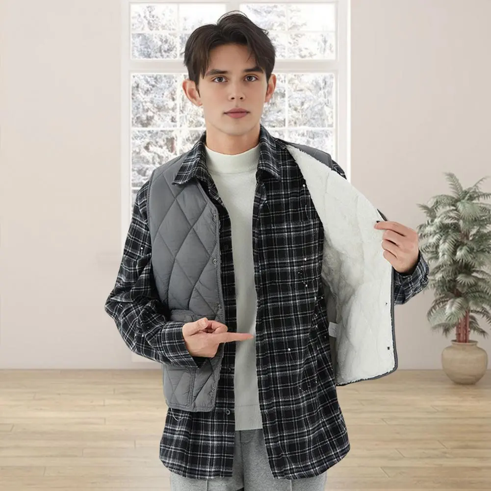 Velvet Lining Vest Coat Comfortable Men Vest for Winter Men's Winter Waistcoat with Thickened Velvet Lining Pockets for Cold