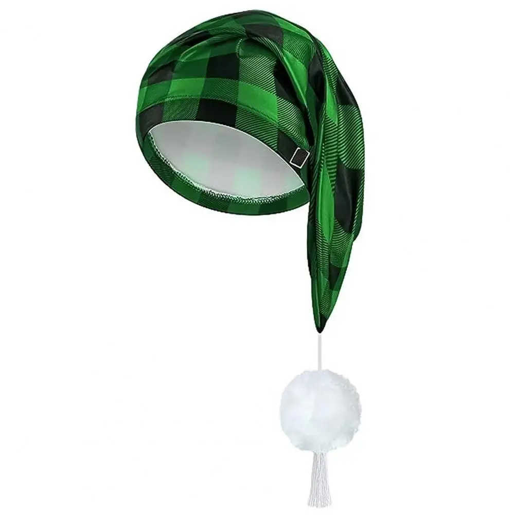 Christmas Hat Large Head Circumference Christmas Hat Buffalo Plaid Santa Hat with Pom Ball Tassel for Men's Night for Winter