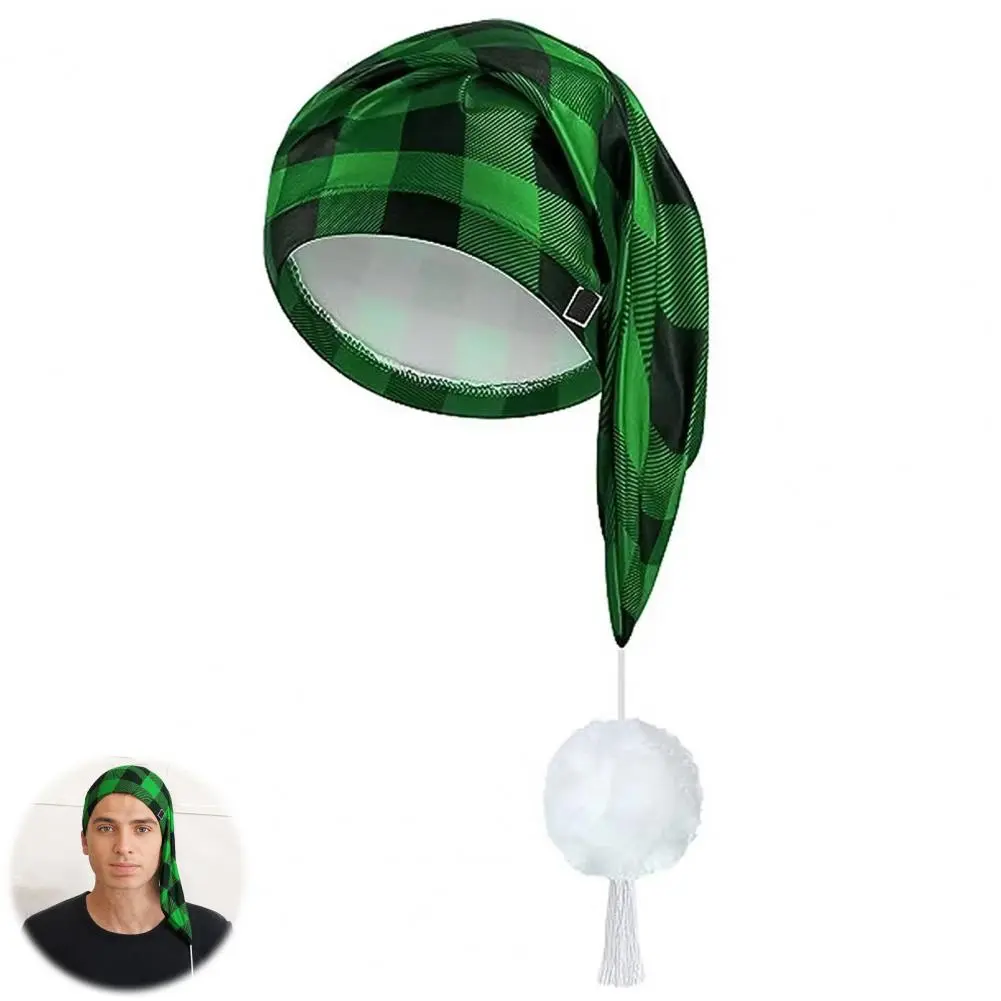 Christmas Hat Large Head Circumference Christmas Hat Buffalo Plaid Santa Hat with Pom Ball Tassel for Men's Night for Winter