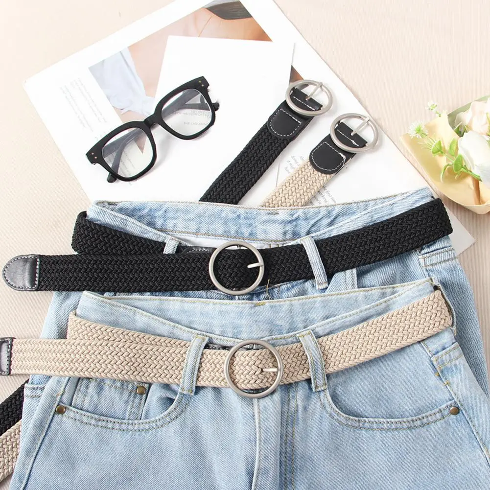 Women Jeans Belt Versatile Jeans Belt Stylish Women's Canvas Jeans Belt with Punch-free Design for Dress for Everyday