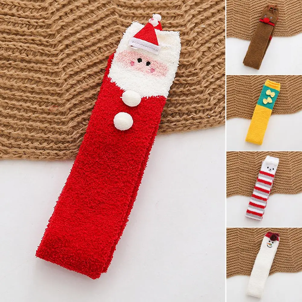Thigh High Socks Patterned Socks Women's Christmas Thigh High Fuzzy Socks Cute Cartoon Winter Stockings Cozy Over Knee for Women