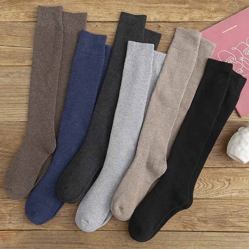 3 Pairs/lot Winter Thick and Warm Men's Knee High Long Socks Snow Cold Compression Leg Terry Socks