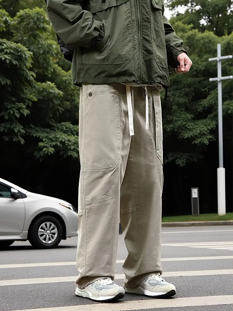 2025 Autumn New Cargo Pants Men with 5 Pockets 100% Cotton Workwear Wide Leg Baggy Pants Casual Straight Trousers Plus Size 8XL