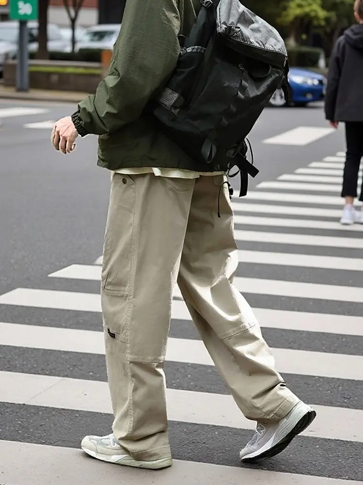2025 Autumn New Cargo Pants Men with 5 Pockets 100% Cotton Workwear Wide Leg Baggy Pants Casual Straight Trousers Plus Size 8XL