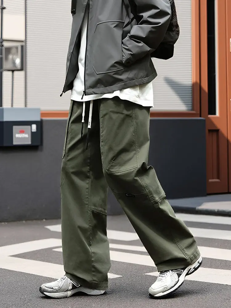 2025 Autumn New Cargo Pants Men with 5 Pockets 100% Cotton Workwear Wide Leg Baggy Pants Casual Straight Trousers Plus Size 8XL