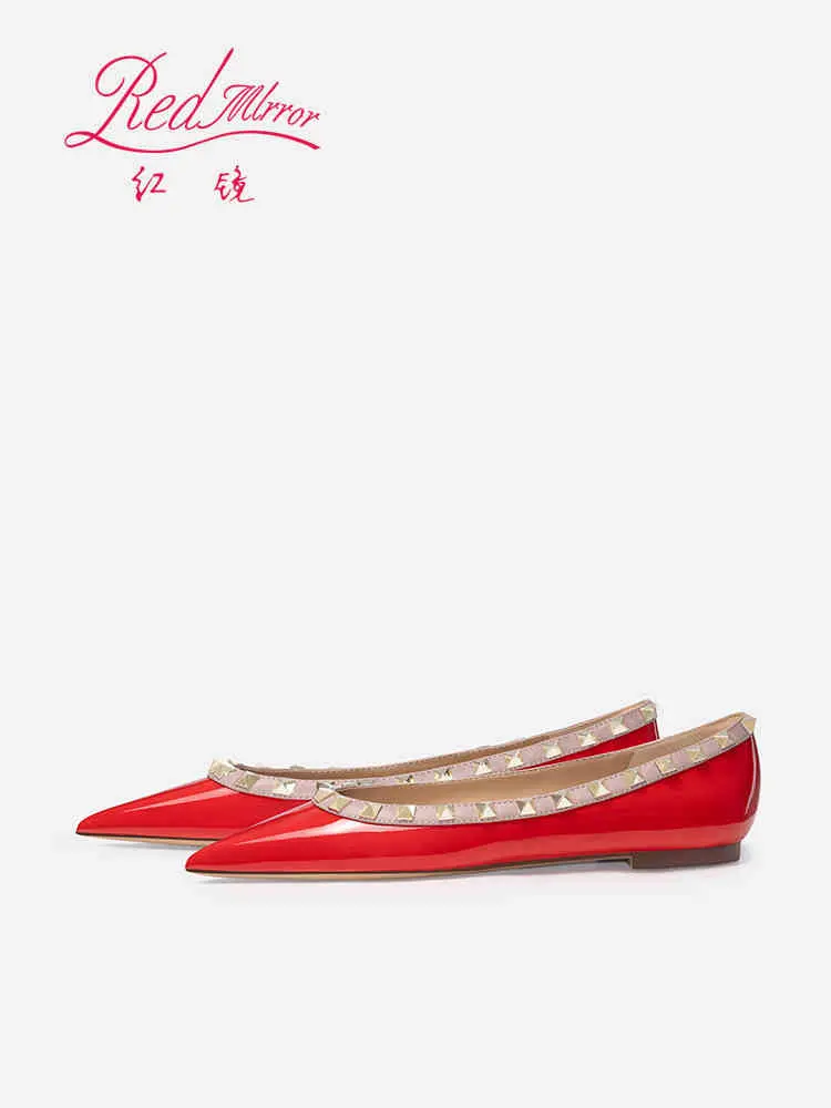 flats shoes women 2024 Women's Flat Shoes Comfort Non-slip Leather Elegant Boat shoes Classic Rivets Pointed toe Women Shoes