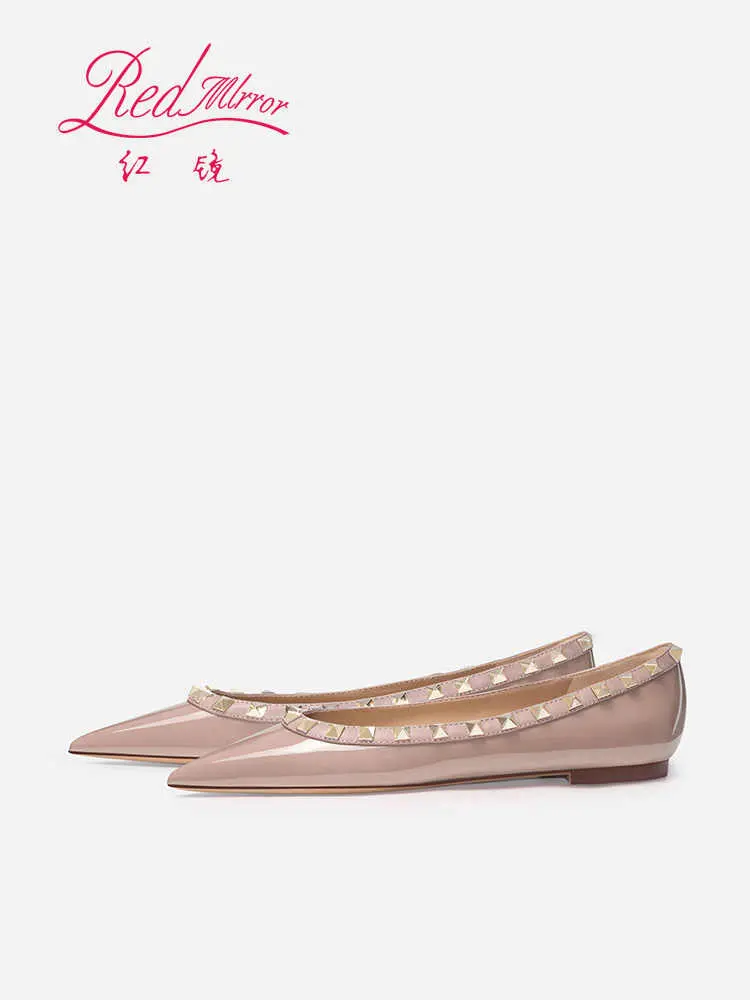 flats shoes women 2024 Women's Flat Shoes Comfort Non-slip Leather Elegant Boat shoes Classic Rivets Pointed toe Women Shoes