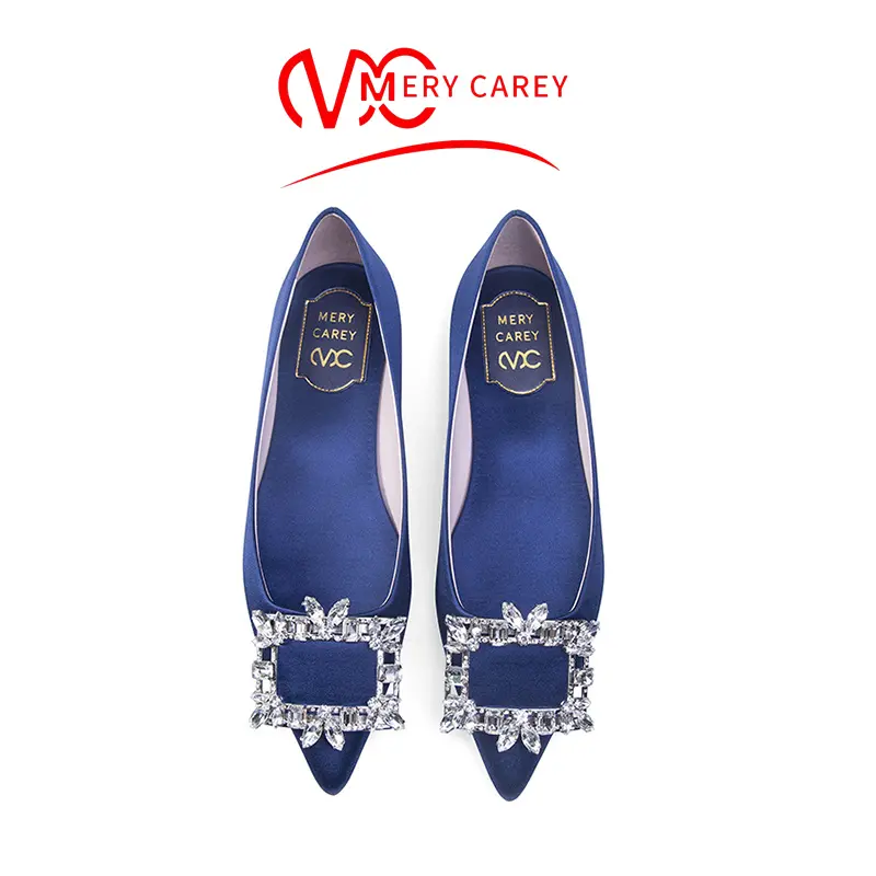 brand rhinestone Silk flats luxury women's shoes 2024 trend New Comfortable Pointed Toe Woman shoes Metal Button ladies shoes ﻿