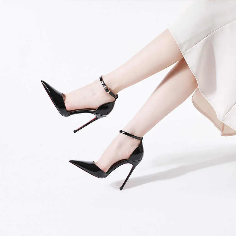 Red sole Women heels Star Style Women's Gladiator Heeled sandals summer 2025 New Leather Black Hollow Brand Prom Ladies Shoes 43