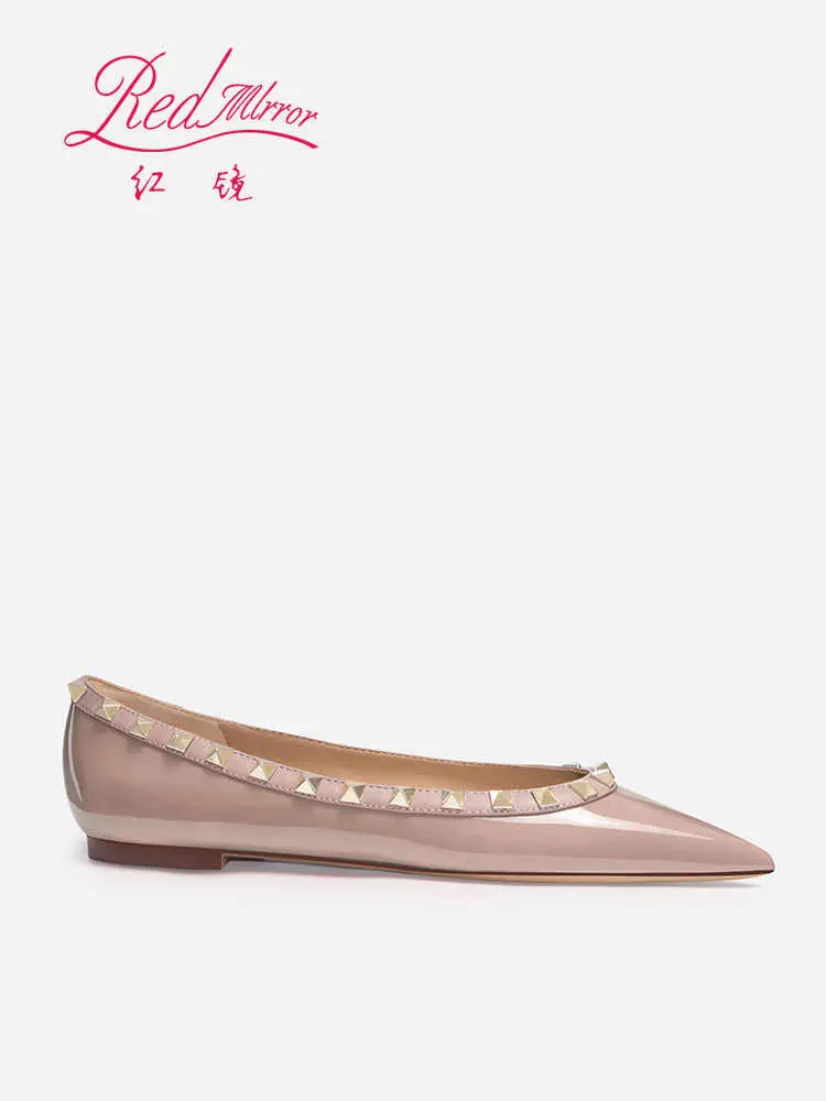 flats shoes women 2024 Women's Flat Shoes Comfort Non-slip Leather Elegant Boat shoes Classic Rivets Pointed toe Women Shoes