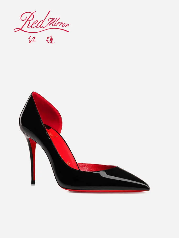 Elegant Hollow Women's High Heels 2025 Luxury Brand Black Pointed Toe Pumps Red Shiny Bottoms Sexy Fashion Ladies Shoes Women