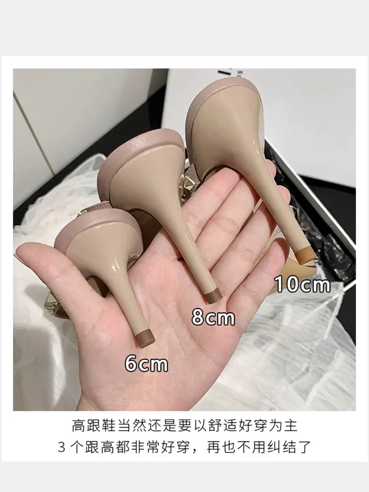 heeled sandals Summer luxury Brand Rivets Slingbacks Slippers Fashion Pointed Toe Leather Stiletto Heels Prom Party Shoes Women
