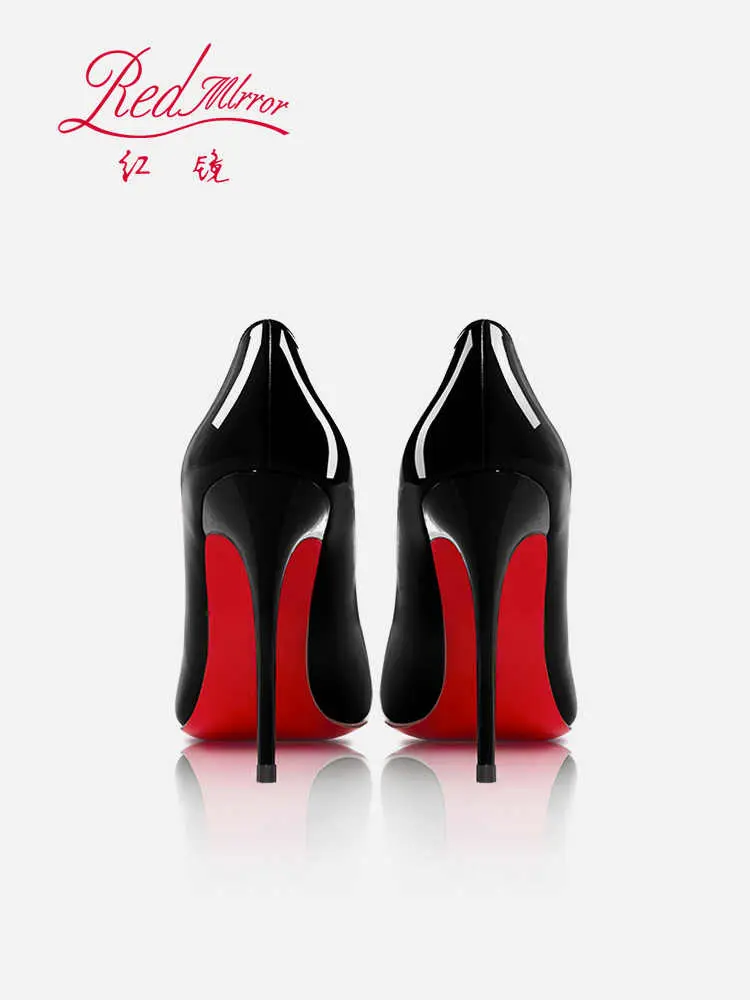 Women heels Black matte High heels trend 2025 elegant woman heeled Luxury Pumps Red Shiny Bottoms Pointed Toe sexy Prom shoes 44