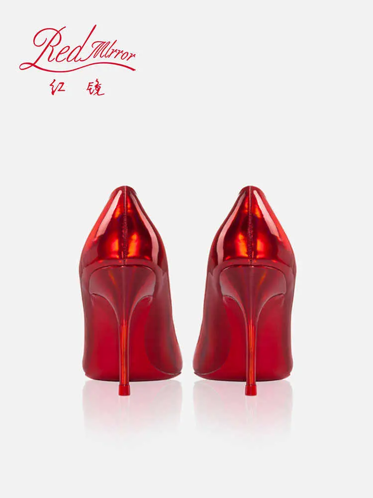 Laser Red Luxury Brand Pumps 2025 Fashion Red Shiny Bottom Pointed Toe High Heels shoes Elegant Designer Prom Ladies shoes women