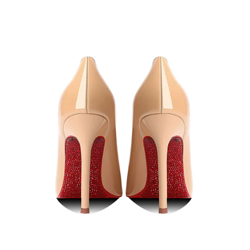 Women's heels 2025 New Luxury Brand Pumps Red Bottom Pointed Toe Rhinestone High Heels Elegant Stiletto Party Prom Ladies Shoes