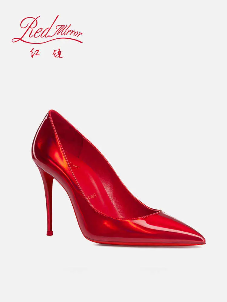 Laser Red Luxury Brand Pumps 2025 Fashion Red Shiny Bottom Pointed Toe High Heels shoes Elegant Designer Prom Ladies shoes women