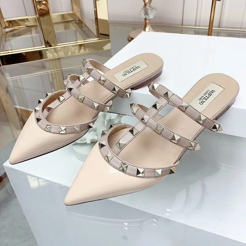 Women's sandals Summer luxury Shoes Woman 2025 trend Ankle Strap Rivets Flat shoes Brand Design Slippers Ladies Shoes Women