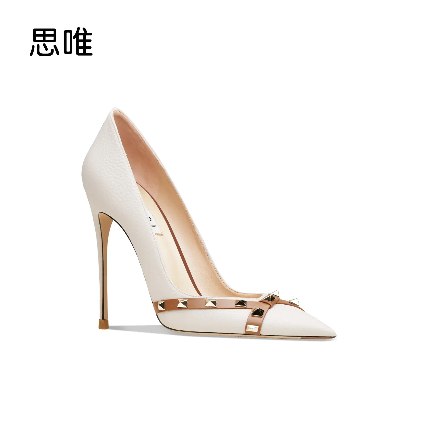 Black elegant Heels for women luxury Fashion Brand Pumps Rivets High Heels Shoes Sexy Party Pointed Toe Ladies Shoes Women