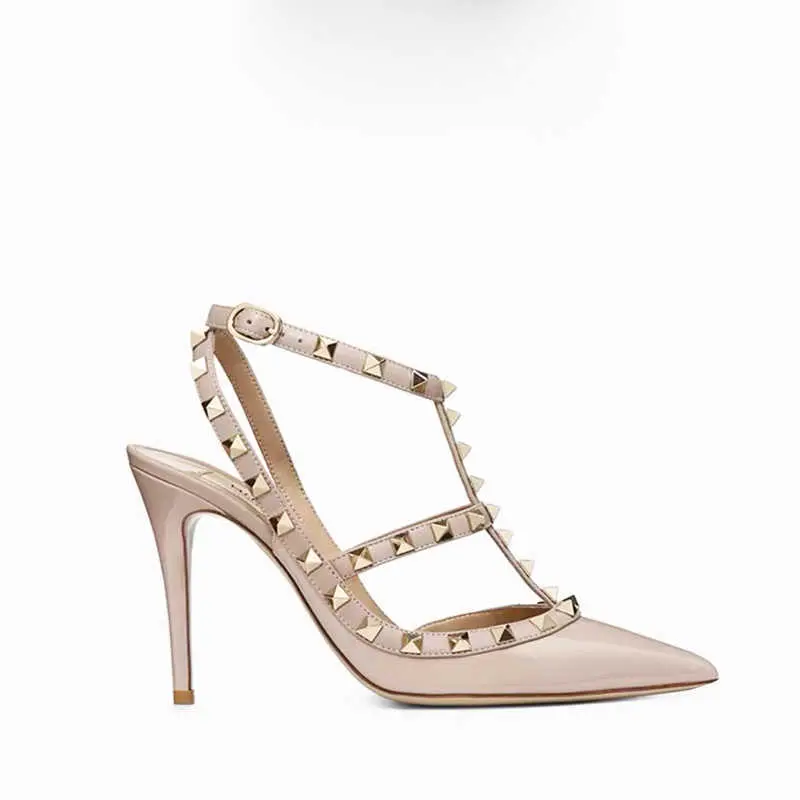 Women's sandals Gladiator Summer luxury Elegant Black Woman 2025 trend Ankle Strap Rivets High Heels Designe Ladies Shoes Women