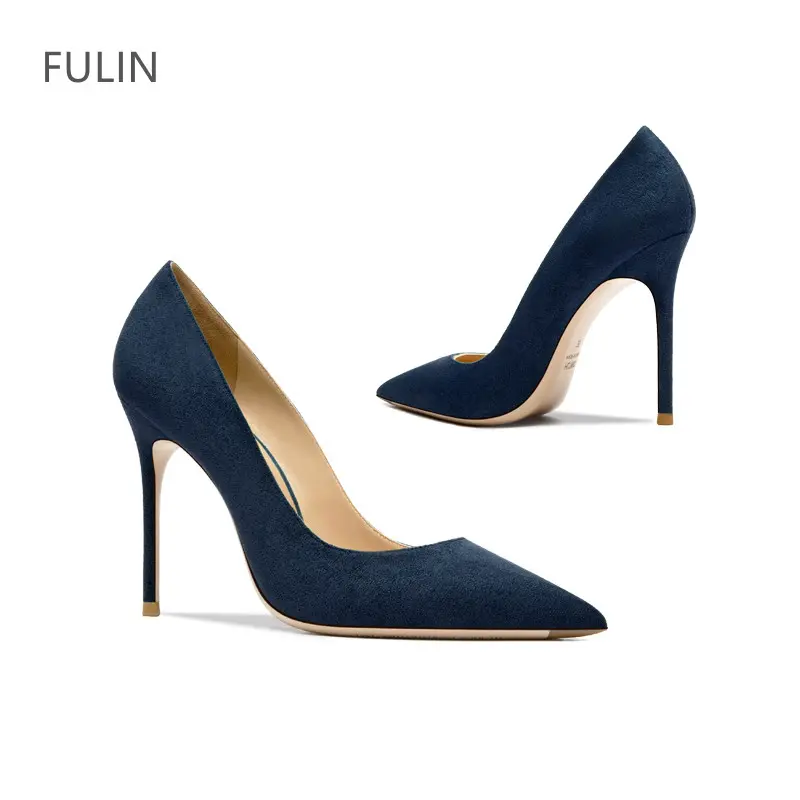 shoes woman 2024 trend luxury women's shoes High Heels Black Red Suede Dress Party Shoes Fashion Sexy Pointed Toe Classics Pumps