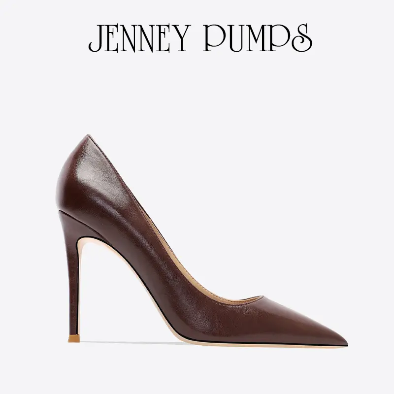 brown light Heels for women luxury Spring High Heels Shoes Stiletto Pointed Toe Pumps Leather Ladies Prom Party Shoes Women
