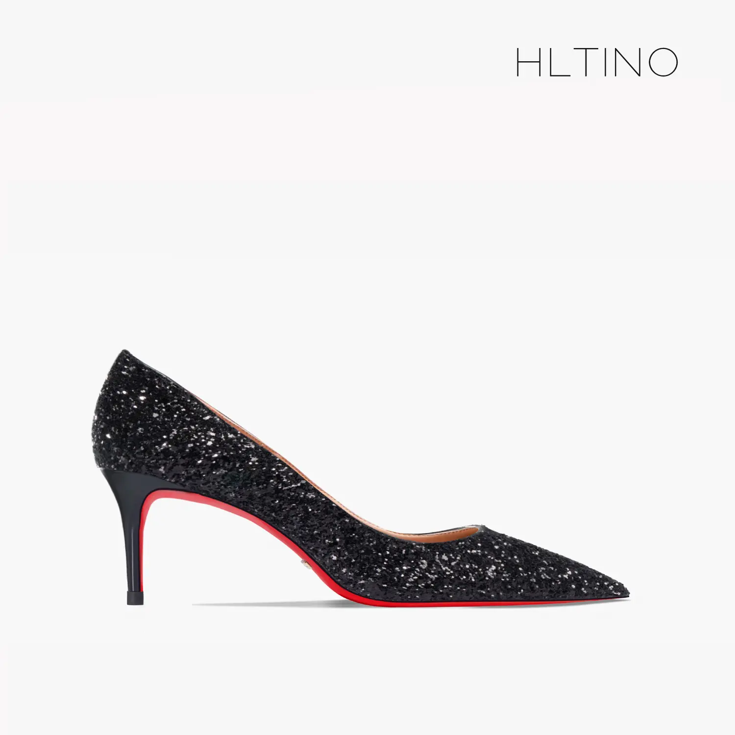 Black shiny luxury women's shoes Brand Pumps Red Bottom Pointed toe Glitter Basic High Heels Shoes Female Prom Party Shoes Women